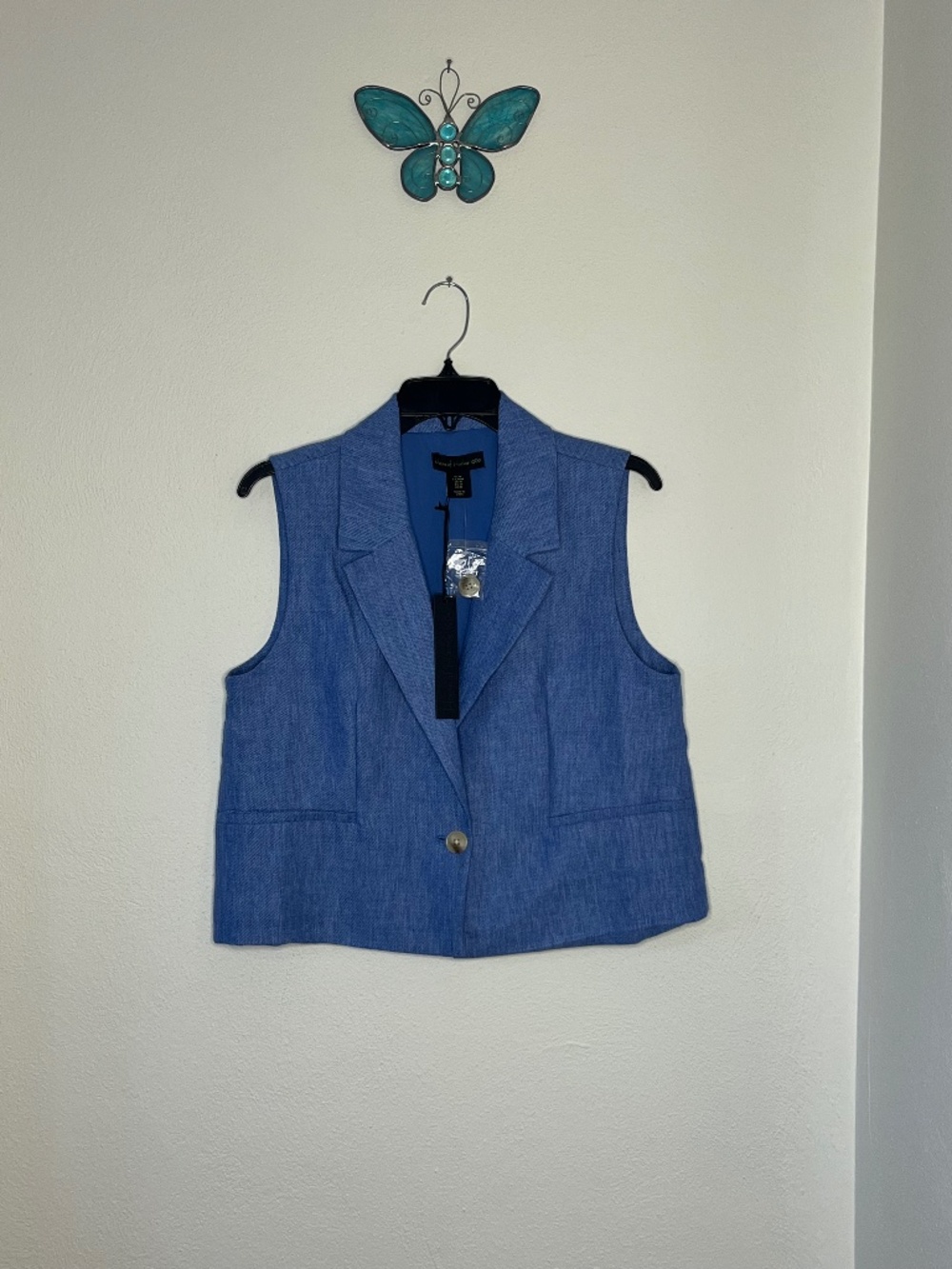Blue Vest, business casual, top, vest